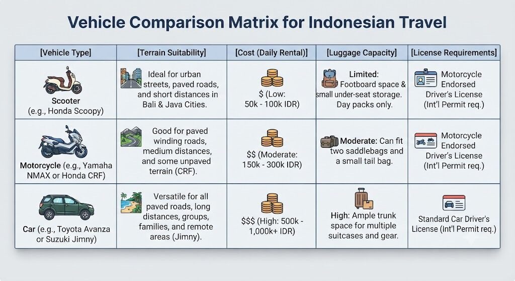 Guide to Choosing Vehicle Rentals and Transportation in Indonesia